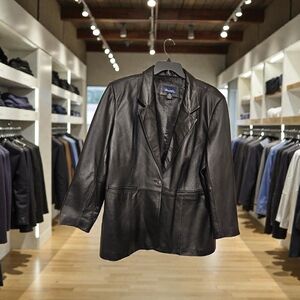 Denim&Co Black Leather Blazer Jacket 2X NWOT